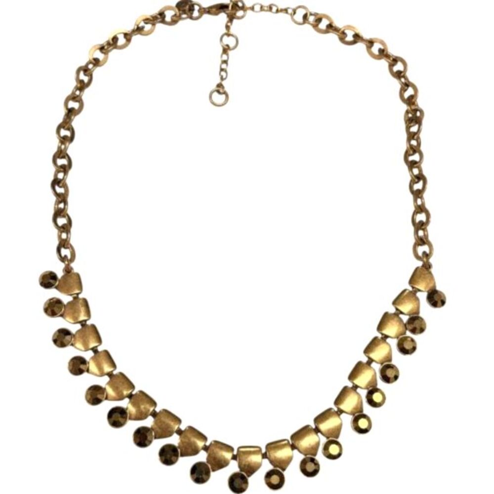 J.Crew Factory Matte Gold Brushed Metal Cleo Fringe Statement Collar Necklace